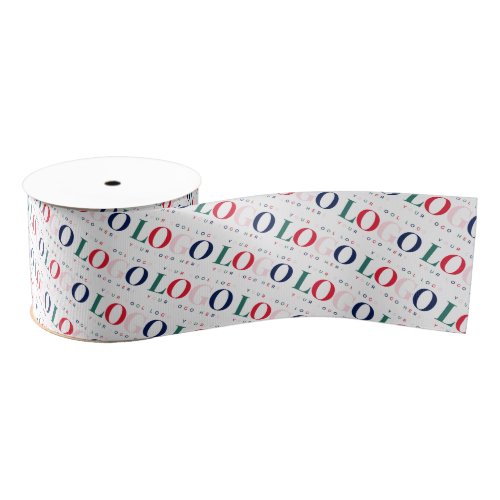 Custom Colorful Rectangle Logo Pattern Repeating Grosgrain Ribbon