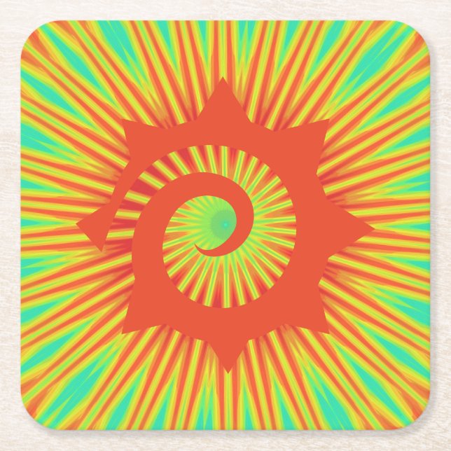 Custom Colorful Red Spiral Paper Coasters (Front)