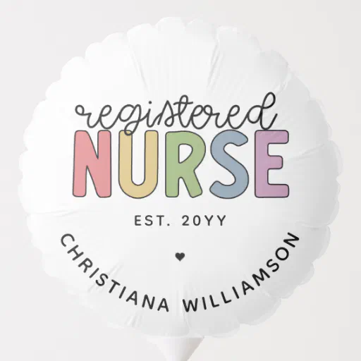 Custom Colorful Registered Nurse RN Graduation Balloon