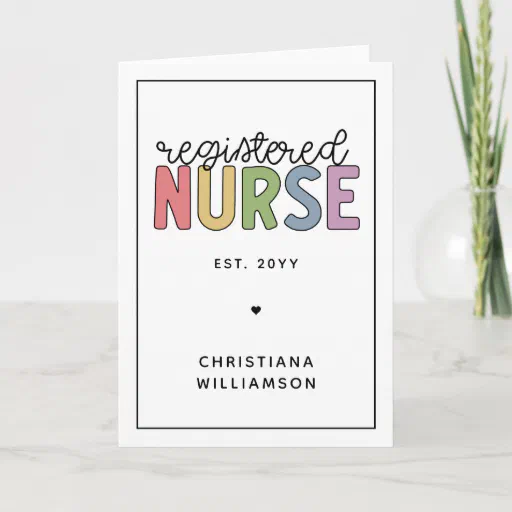 Custom Colorful Registered Nurse RN Graduation Card