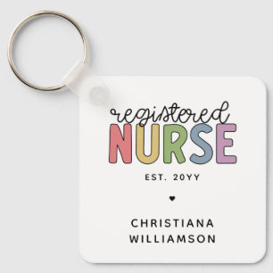 Custom Colorful Registered Nurse RN Graduation Keychain
