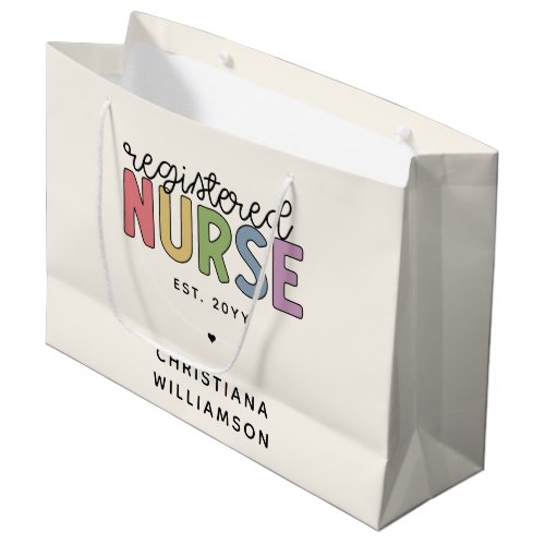 Custom Colorful Registered Nurse RN Graduation Large Gift Bag