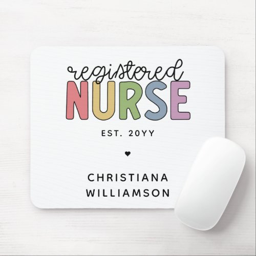 Custom Colorful Registered Nurse RN Graduation Mouse Pad