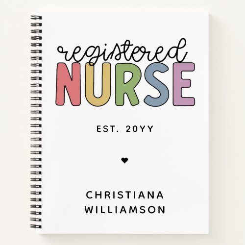 Custom Colorful Registered Nurse RN Graduation Notebook