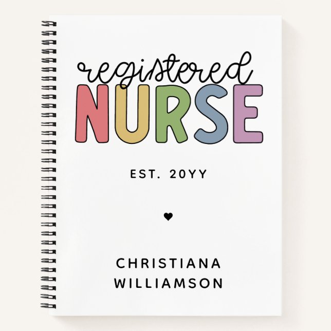 Custom Colorful Registered Nurse RN Graduation Notebook (Front)