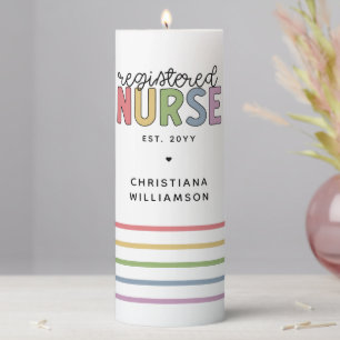 Custom Colorful Registered Nurse RN Graduation Pillar Candle