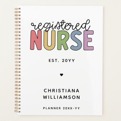 Custom Colorful Registered Nurse RN Graduation Planner