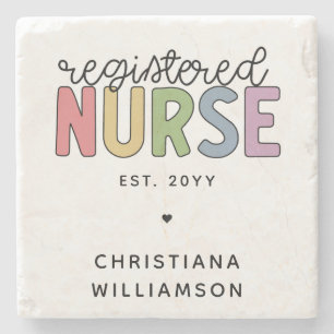 Custom Colorful Registered Nurse RN Graduation Stone Coaster