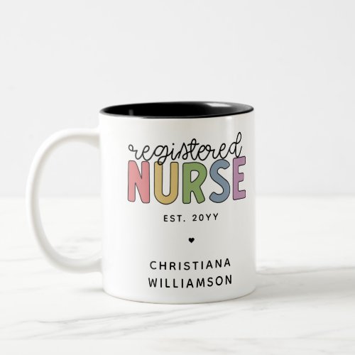 Custom Colorful Registered Nurse RN Graduation Two_Tone Coffee Mug