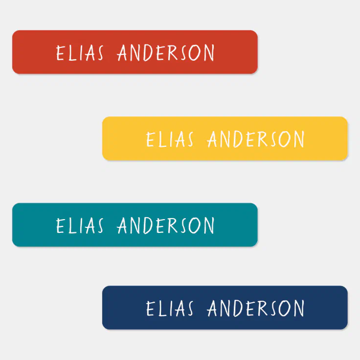 Custom Colorful Simple Childs Clothing Name Tag Kids' Labels | Zazzle