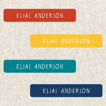 Custom Colorful Simple Childs Clothing Name Tag Kids' Labels by Farlane at Zazzle