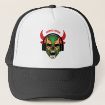 Custom Colorful skull Headset and buffalo horns