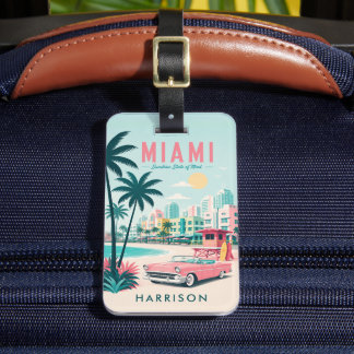 Custom Colorful Sky Beach Miami Floria Party Luggage Tag
