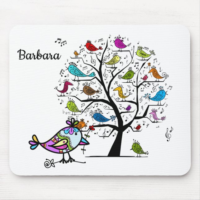 Custom Colorful Spring Bird Mousepad (Front)