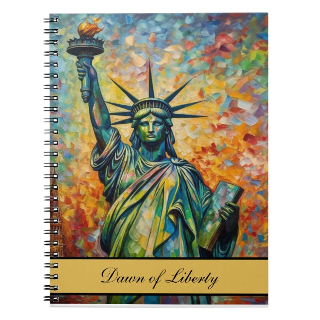 Custom Colorful Statue of Liberty New York Art Notebook (Front)