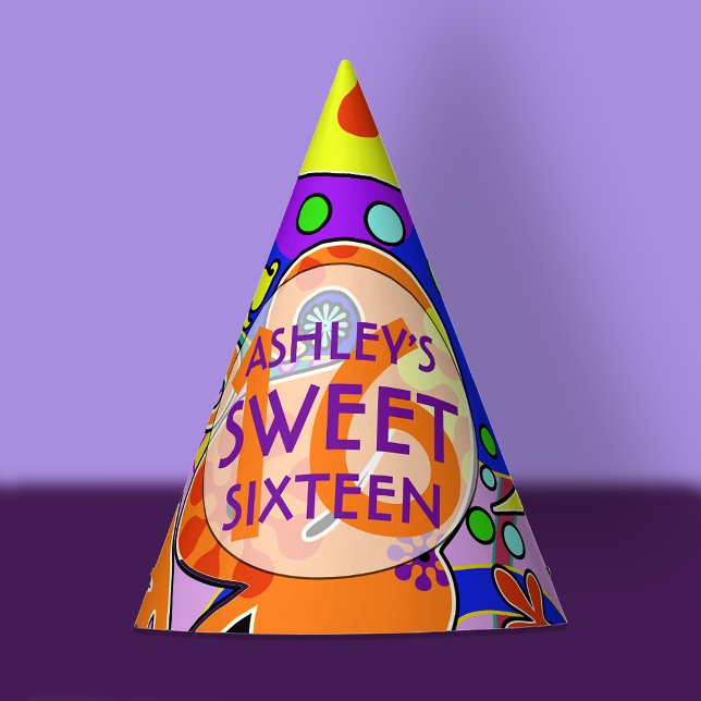 Custom Colorful Sweet 16 Birthday Party Hat (Creator Uploaded)