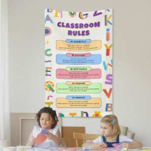 Custom Colorful Teacher's Classroom Rules Banner