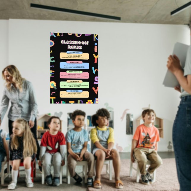 Custom Colorful Teacher's Classroom Rules  Poster (Custom Colorful Teacher's Classroom Rules Poster)