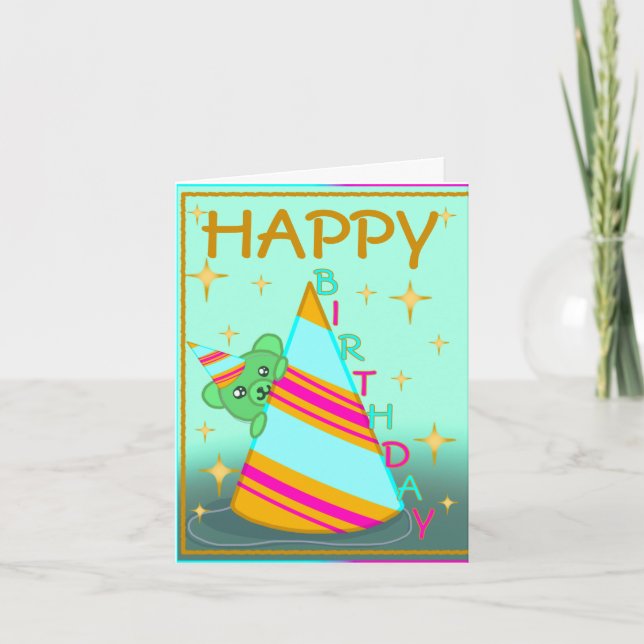 Custom Colorful Teddy Themed Birthday Card (Front)