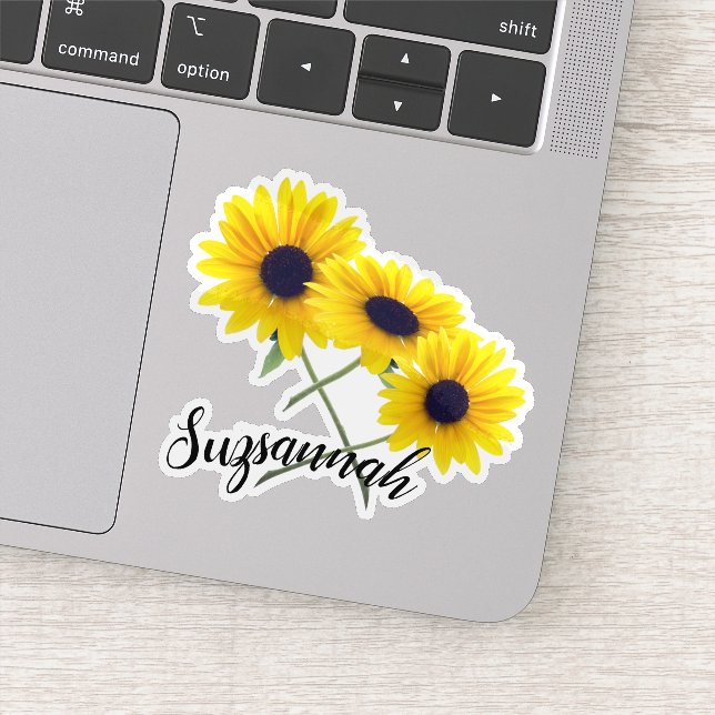 Custom Colorful Triple Sunflower Photograph Sticker (Detail)