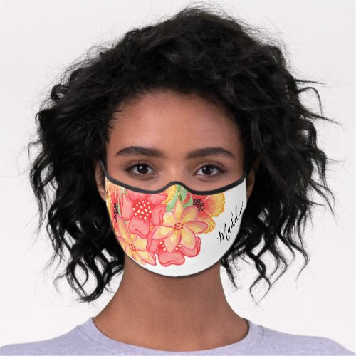 Custom Colorful Tropical Summer Floral Art Pattern Premium Face Mask