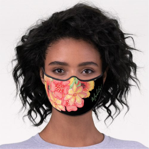Custom Colorful Tropical Summer Floral Art Pattern Premium Face Mask