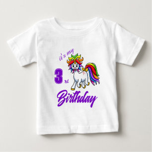 Custom Colorful Unicorn Birthday T-Shirt
