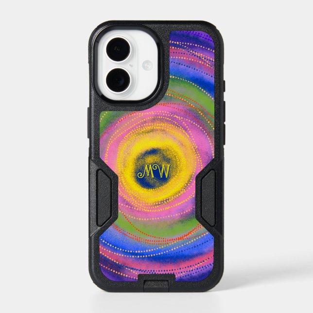 Custom Colorful vibrant Mandala Circles Otter   Otterbox iPhone Case (Back)