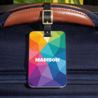 Custom Colorful Vibrant Polygonal Abstract Mosaic Luggage Tag