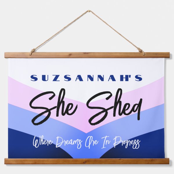 Custom Colorful Watercolor Chevron She Shed