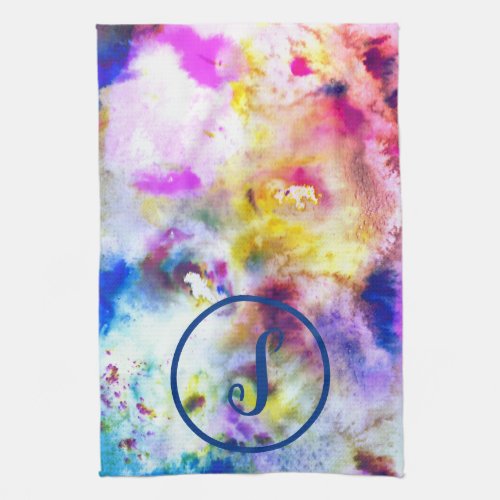 CUSTOM Colorful Watercolor Purple Abstract Art Kitchen Towel