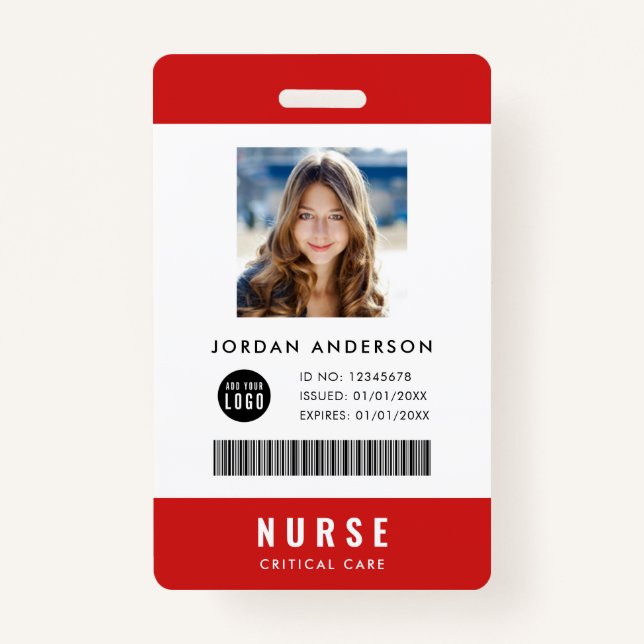 Custom Colors Add Logo Medical Employee Photo ID Badge (Front)