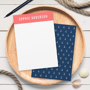 Custom Colors Add Name Nautical Anchor Note Card