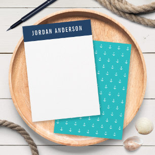 Custom Colors Add Name Nautical Anchor Note Card
