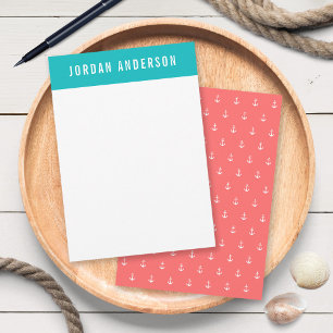 Custom Colors Add Name Nautical Anchor Note Card