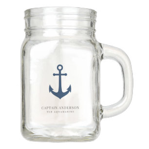 Custom Colors Anchor Personalized Captain Mason Jar