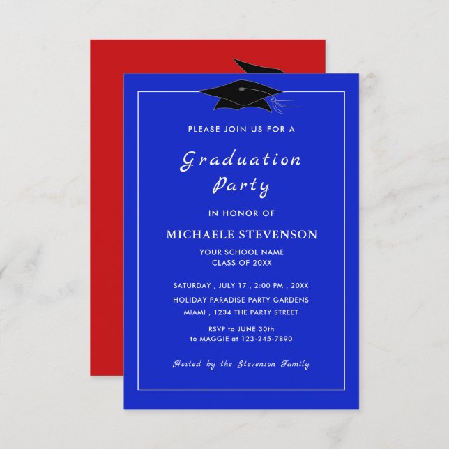 Custom Colors and Font Your Graduation Invitation (Front/Back)