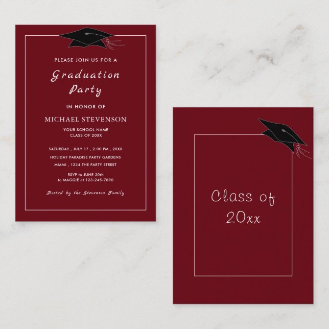 Custom Colors and Font Your Graduation Invitations (Front/Back)