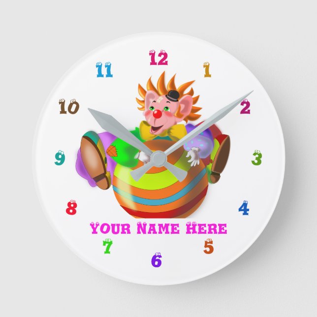 Custom Colors and Text Happy Clown Clock Your Font (Front)