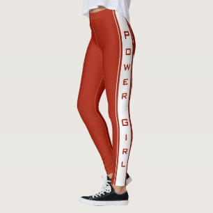 Custom Colors and Text Leggings Power Girl - Red