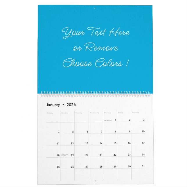 Custom Colors and Text Name Your Calendar (Jan 2026)