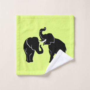 Custom Colors Bath Towels with Elephants Couple