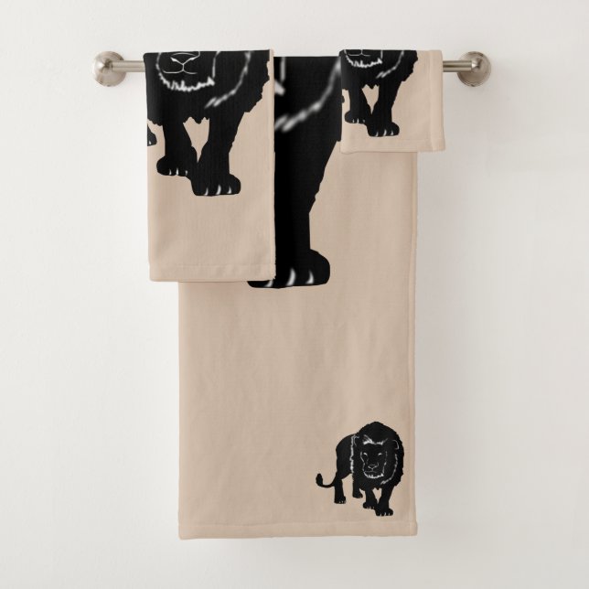 Custom Colors Bath Towels with Lions - Your Color (Insitu)