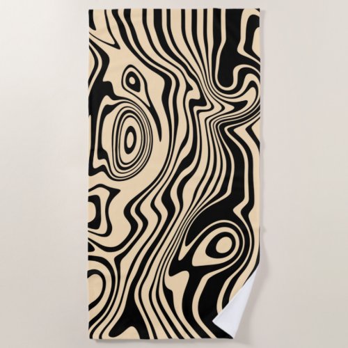 Custom Colors Beach Towel Abstract Art Black Lines