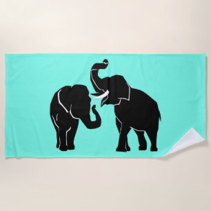 Custom Colors Beach Towel with Elephants Couple