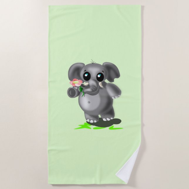 Custom Colors Beach Towel with Little Elephant (Front)