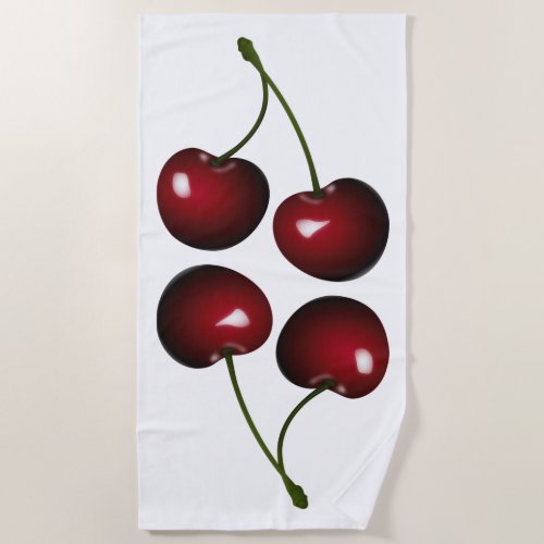 Custom Colors Beach Towel with Red Sweet Cherry