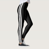 Black leggings with sale two white stripes