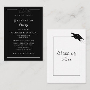 Custom Colors Black White Graduation Invitation