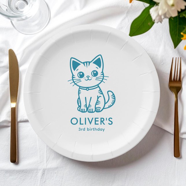 Custom colors blue kitten paper plates (Creator Uploaded)